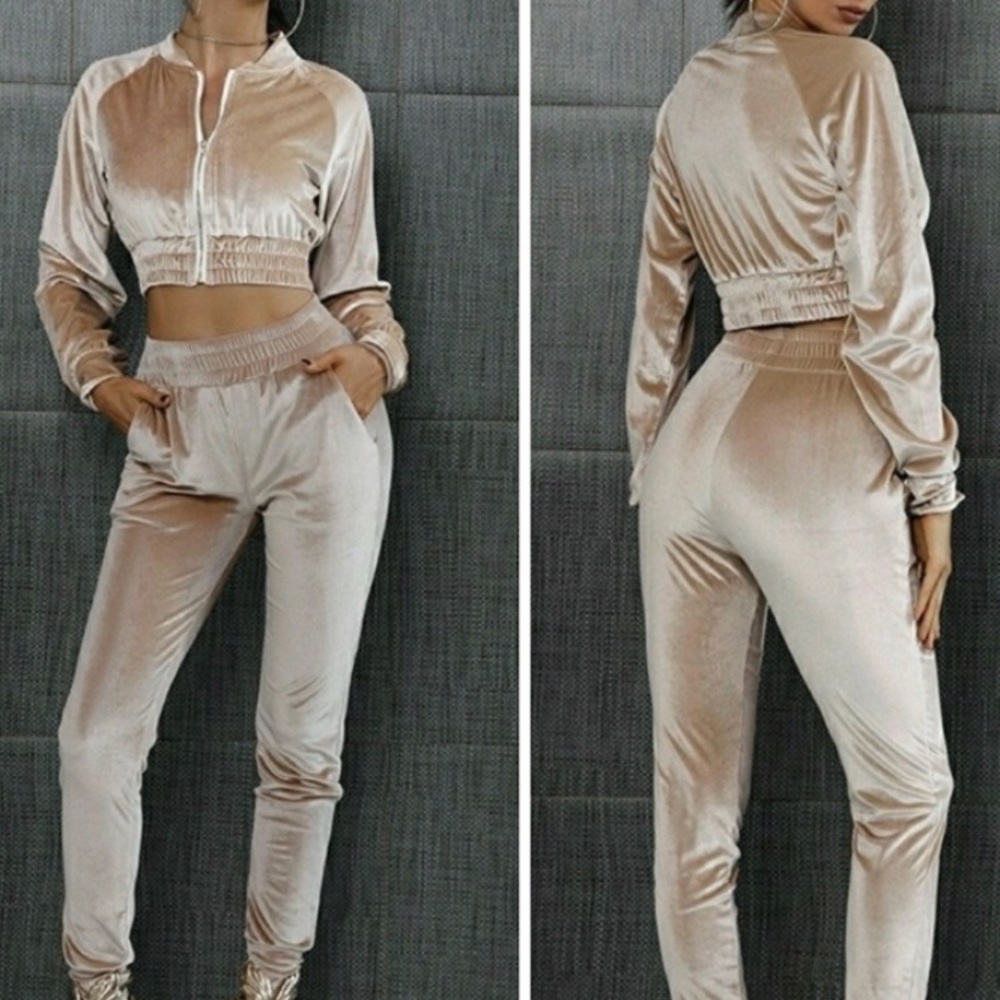 Nude Velvet Tracksuit